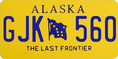 AK license plate GJK560
