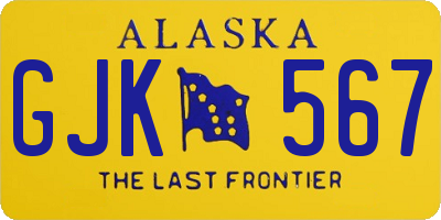 AK license plate GJK567