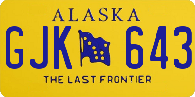 AK license plate GJK643