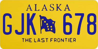 AK license plate GJK678