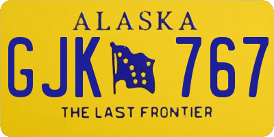 AK license plate GJK767