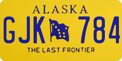 AK license plate GJK784