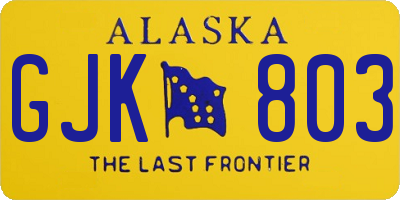 AK license plate GJK803