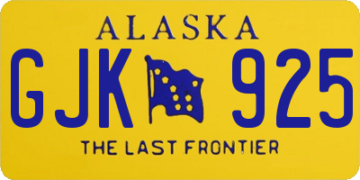 AK license plate GJK925
