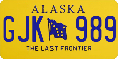 AK license plate GJK989
