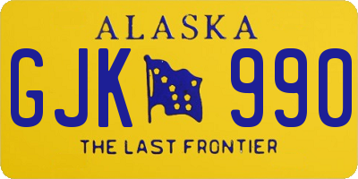 AK license plate GJK990