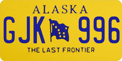 AK license plate GJK996