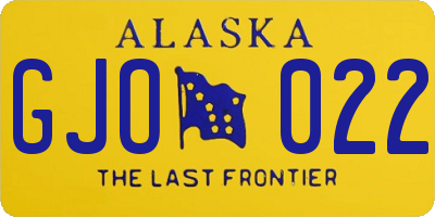 AK license plate GJO022