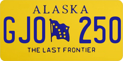 AK license plate GJO250