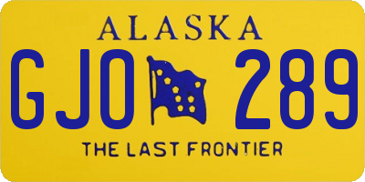 AK license plate GJO289