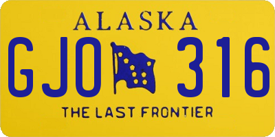 AK license plate GJO316