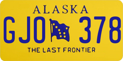 AK license plate GJO378