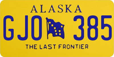 AK license plate GJO385