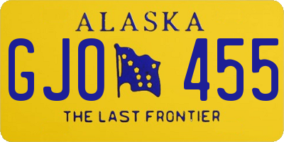 AK license plate GJO455