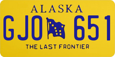 AK license plate GJO651