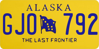 AK license plate GJO792