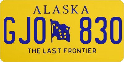 AK license plate GJO830