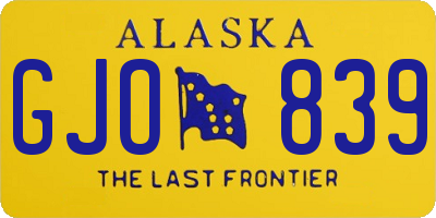 AK license plate GJO839