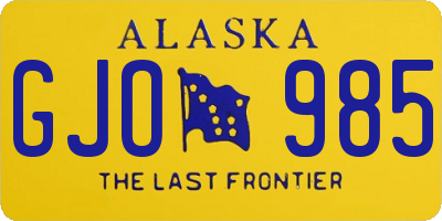 AK license plate GJO985