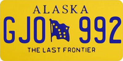AK license plate GJO992