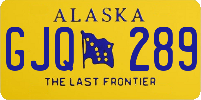 AK license plate GJQ289