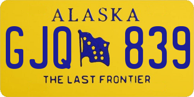 AK license plate GJQ839