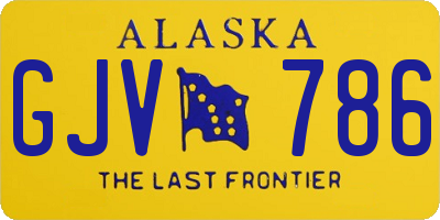 AK license plate GJV786