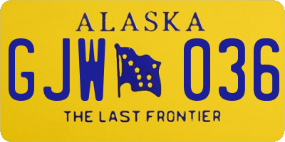 AK license plate GJW036