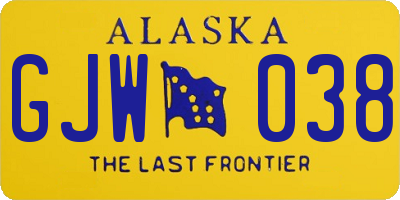 AK license plate GJW038