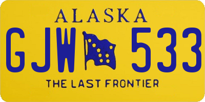 AK license plate GJW533