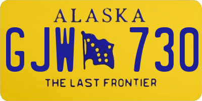 AK license plate GJW730