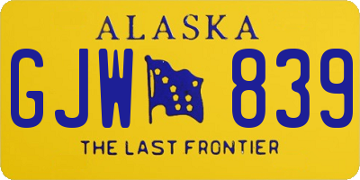 AK license plate GJW839