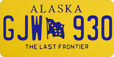 AK license plate GJW930