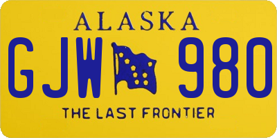 AK license plate GJW980