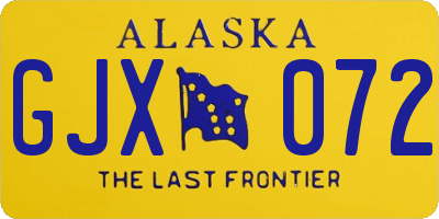 AK license plate GJX072