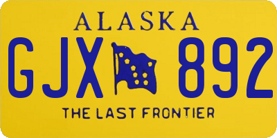 AK license plate GJX892