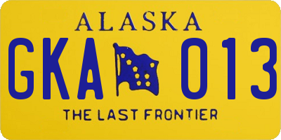 AK license plate GKA013