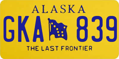 AK license plate GKA839