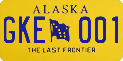 AK license plate GKE001
