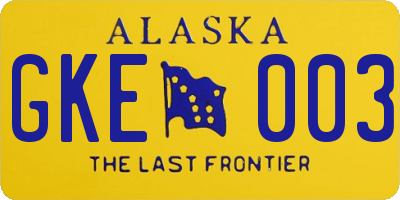 AK license plate GKE003