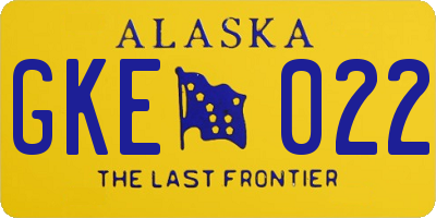 AK license plate GKE022