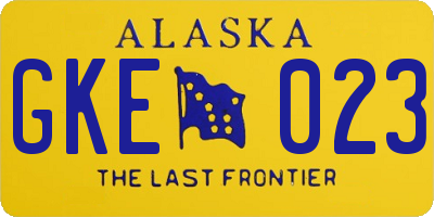 AK license plate GKE023