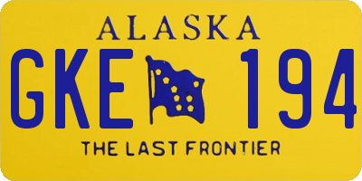 AK license plate GKE194