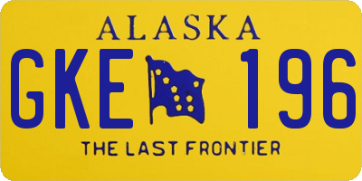 AK license plate GKE196