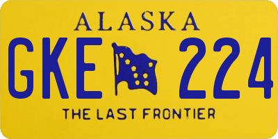 AK license plate GKE224