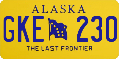 AK license plate GKE230