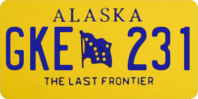 AK license plate GKE231