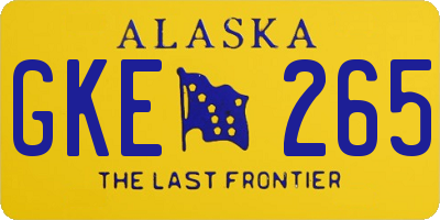 AK license plate GKE265