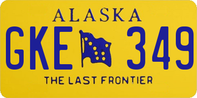 AK license plate GKE349