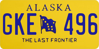 AK license plate GKE496